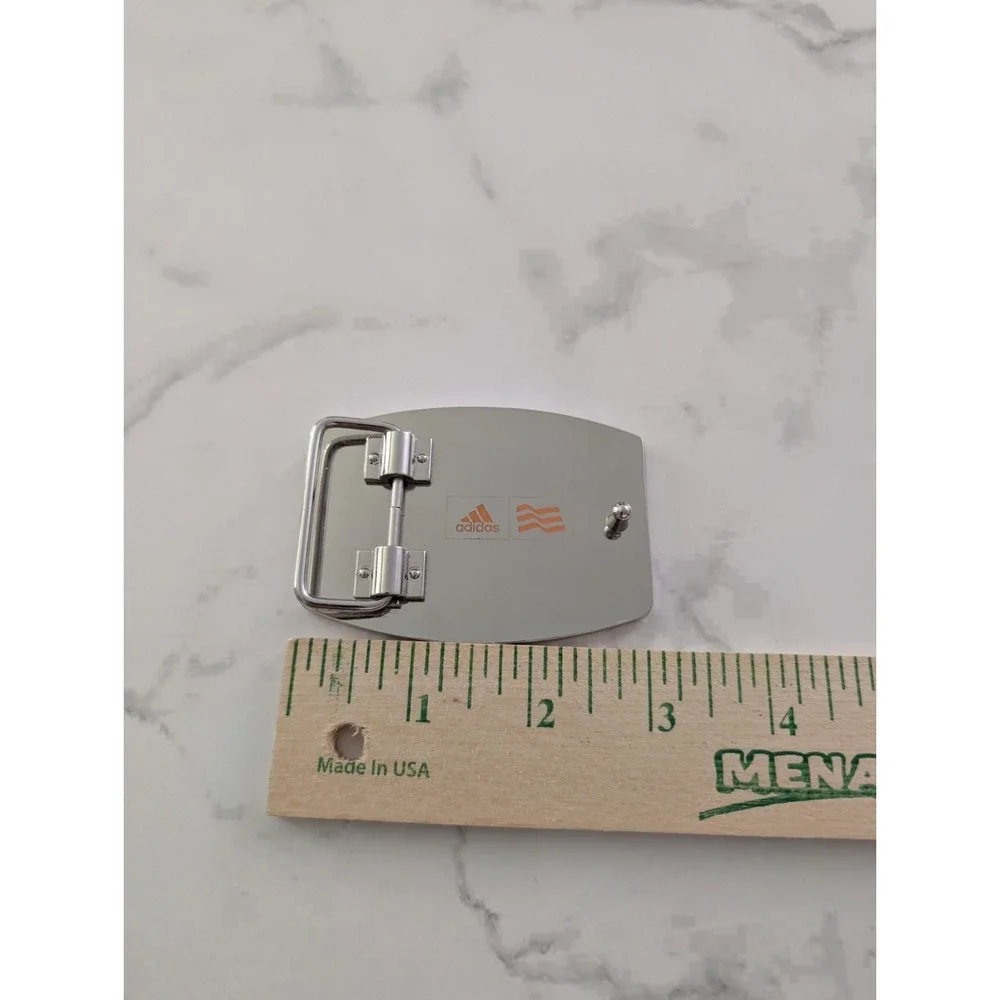 Solid Metal Striped Adidas Belt Buckle